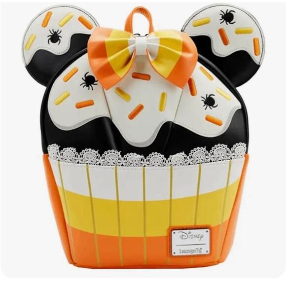 Disney Handbags - Disney Loungefly Halloween Candy Corn Cupcake Minnie Mouse Ears Mini Backpack